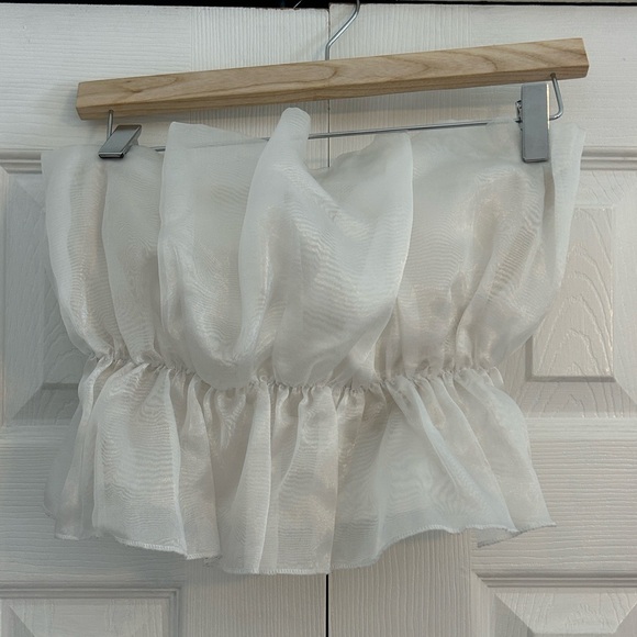 White Strapless Ruffled Top - Picture 2 of 5